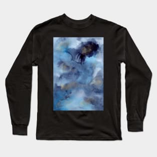 Watercolor Texture in Indigo, Gold and Blue Long Sleeve T-Shirt